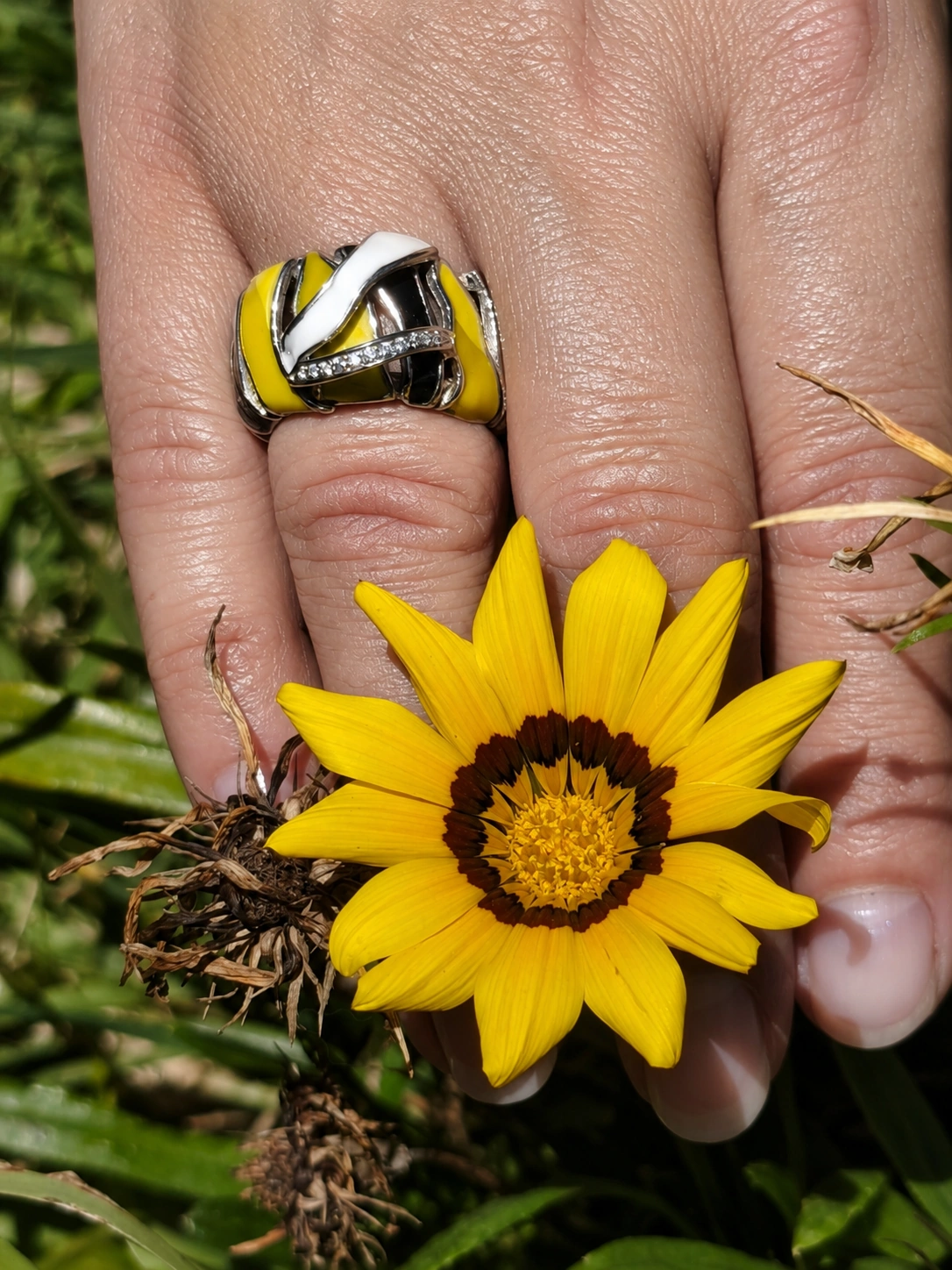 Statement Sterling Silver Ring, Enamel Ring, Contemporary Handmade Jewelry, Colorful Designer Ring, Gift for Her